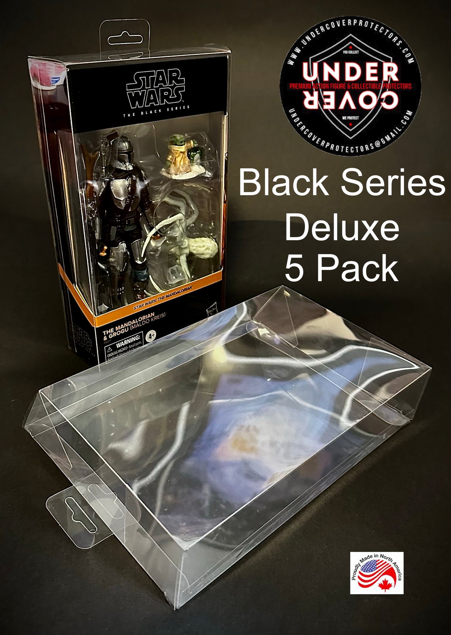 Star Wars DELUXE BLACK SERIES 6" Action Figure "MURAL" Box Protector 5 pack (w/hanging tab)